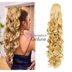 Extensie de par coada ondulata cu cleste 68 cm Blond Deschis Ombre Mixt Cod 39399